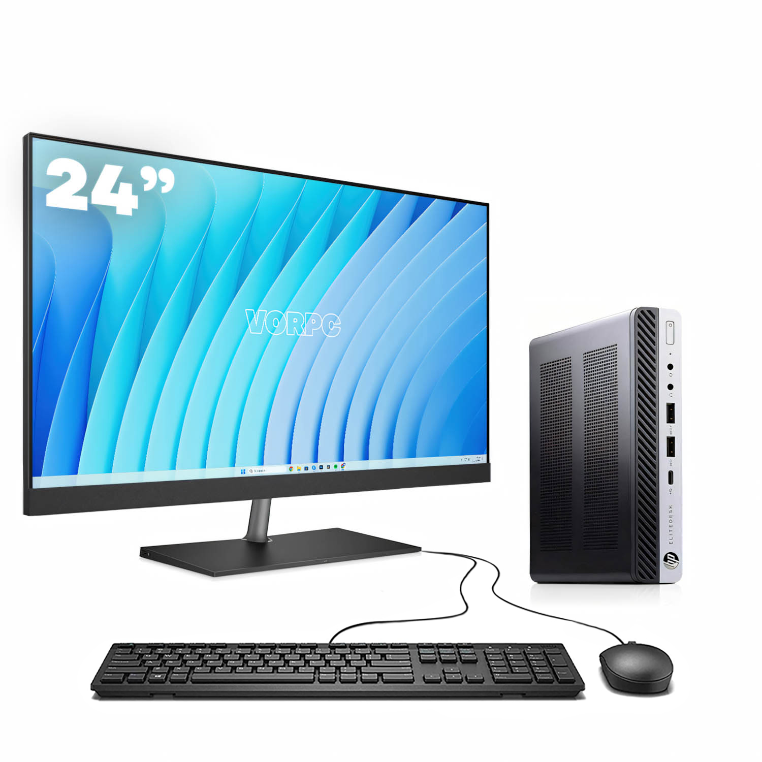 Mini PC HP 800 G4 / i5-8500T / 16GB DDR4 512GB SSD Windows 11 con monitor 24″ teclado y ratón USB