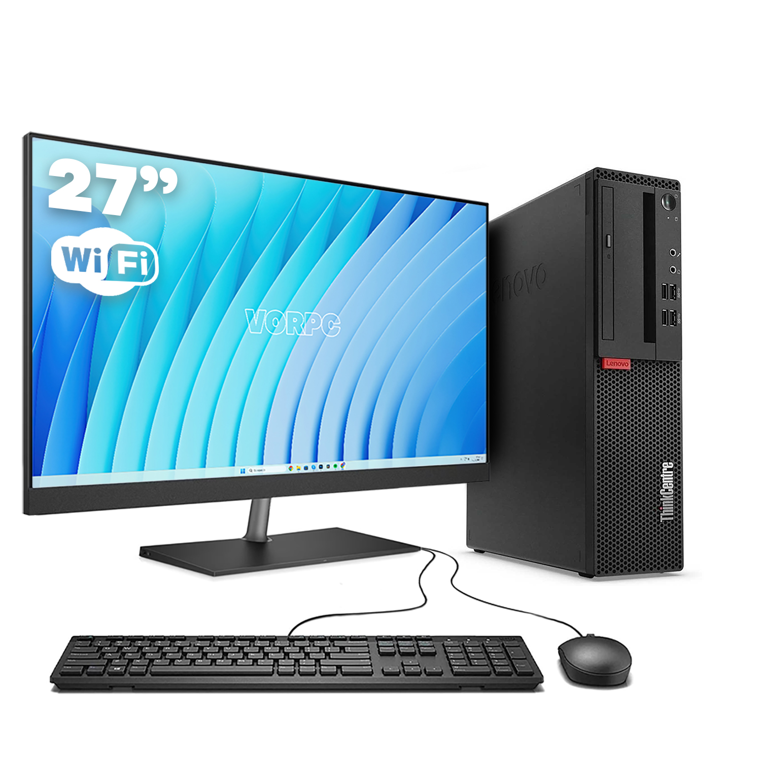 Lenovo ThinkCentre M700 SFF / i5-6400 / 8GB DDR4 256GB SSD Windows 10 con monitor 27" / WiFi / teclado y ratón USB