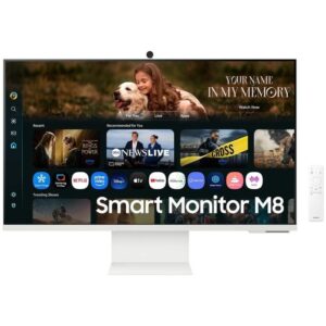 Smart Monitor Samsung M8 M80F S32FM801UU 32"/ 4K/ Multimedia/ Regulable en altura/ Smart TV/ Webcam/ Blanco