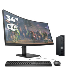 Mini PC Dell OptiPlex 7060  / i7-8700 / 16GB DDR4 256GB SSD Windows 11 con monitor 34" / WiFi / teclado y ratón USB