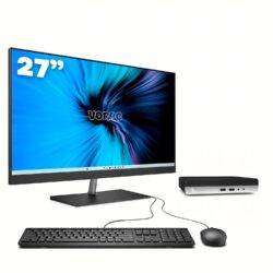 Mini PC HP 400 G5  / i5-9500T / 8GB DDR4 256GB SSD Windows 11 Con Monitor 27" Teclado y Ratón