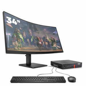Mini PC Lenovo M920Q / i5-8500T / 16GB DDR4 256GB SSD Windows 10 con monitor 34″ teclado y ratón USB