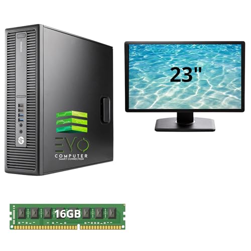 HP – 800 G2 Sobremesa | 16 GB RAM | 480 GB SSD | Monitor Incluido | Intel Core i5 6ª Gen | Equipo Potente para Oficina y Trabajo Diario | Windows 11 Pro | Reacondicionado (23 Pulgadas)