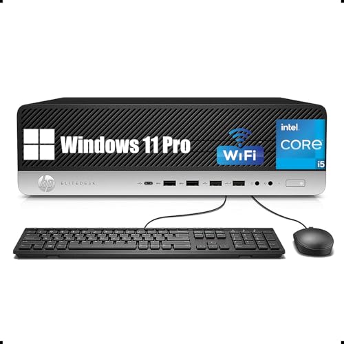 HP EliteDesk 800 G3 SFF - Ordenador de sobremesa (Intel Core i5-6600, 8 GB de RAM, 256 GB SSD, WiFi, Bluetooth, teclado QWERTY de EE.UU., Windows 11 Pro (reacondicionado)